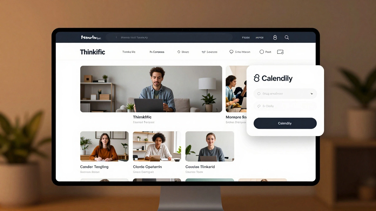 Thinkific course website with embedded videos and scheduling widget