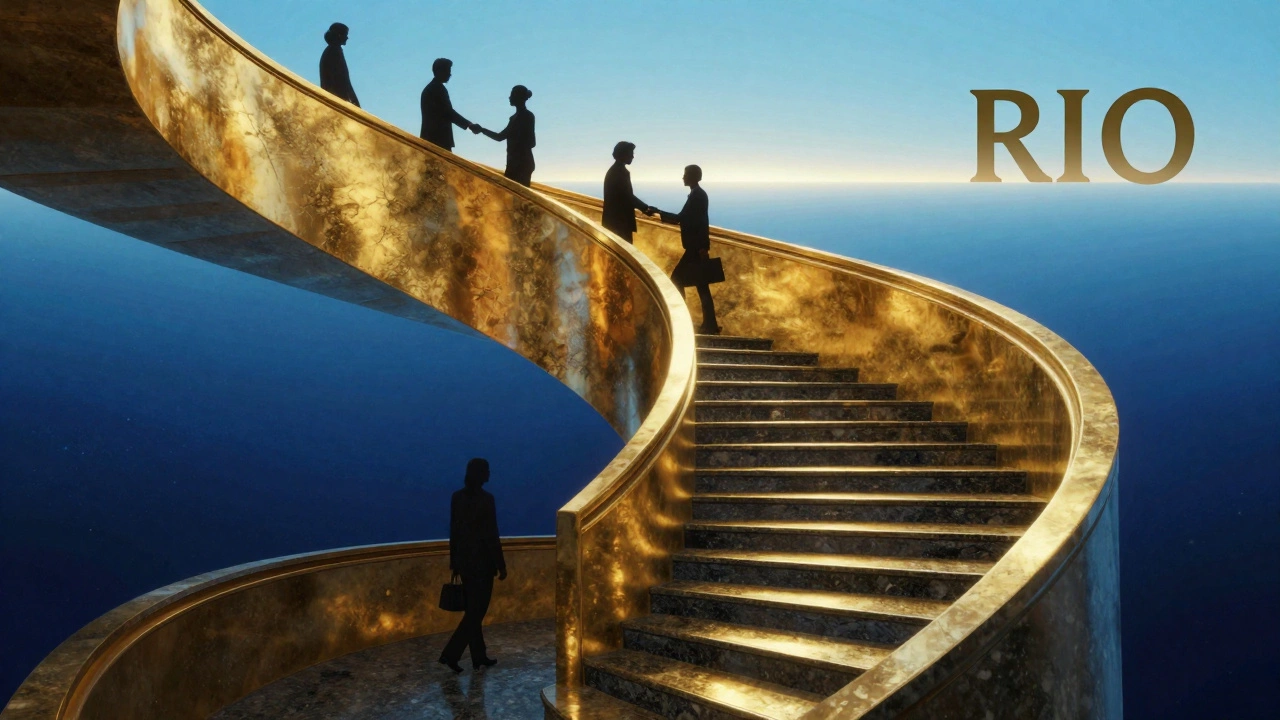 Abstract staircase symbolizing career growth and networking.