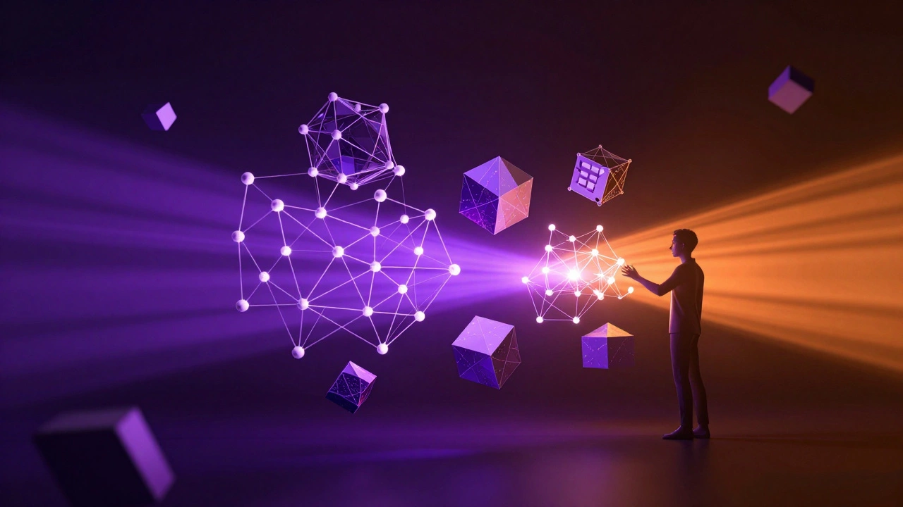Abstract visualization of AI and data science neural networks and data structures