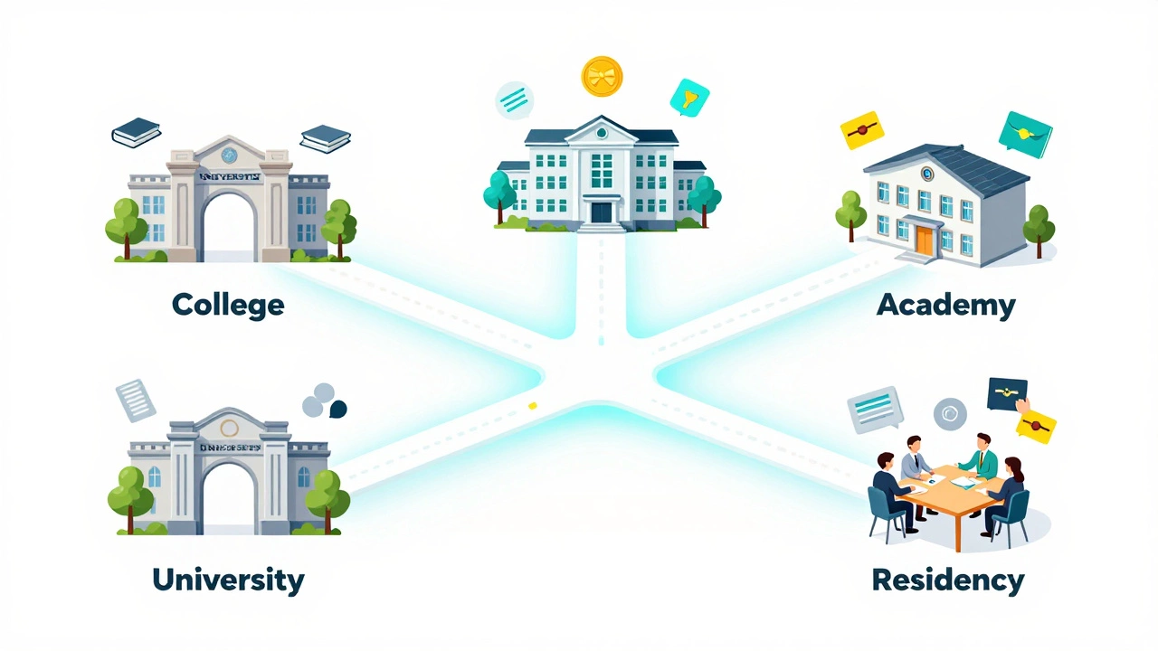 Conceptual art showing diverse pathways for teacher training programs