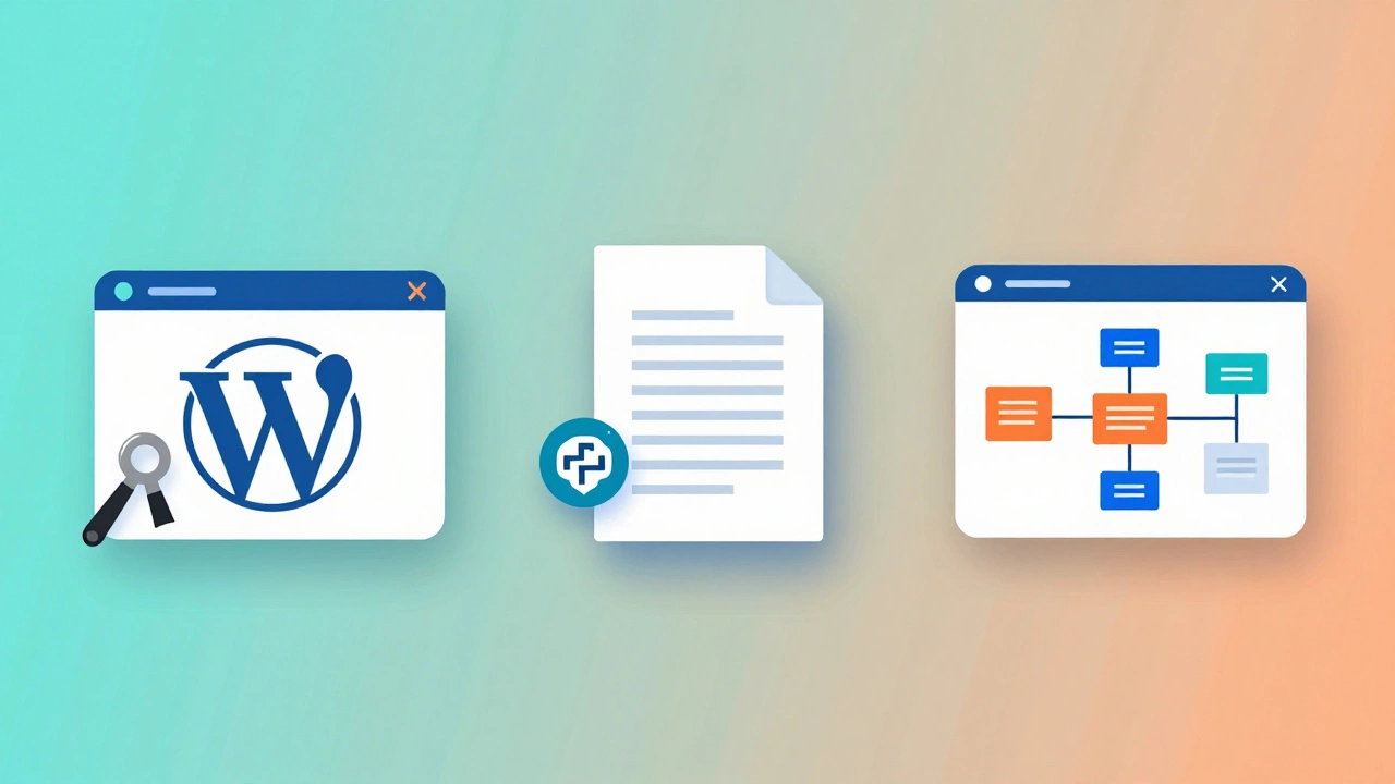 Icons representing website maintenance, Python automation, and no-code apps