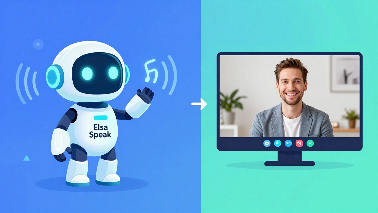 Illustration comparing AI language coach and human online tutor options