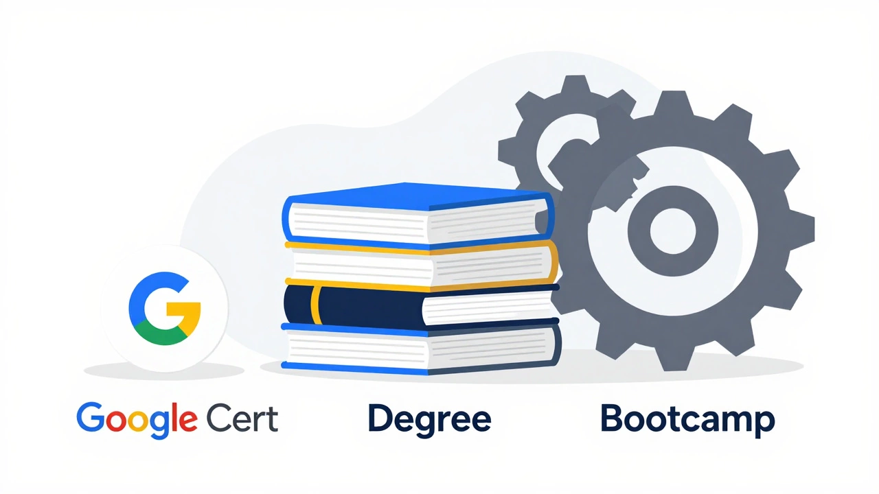 Minimalist comparison of education paths: certificate vs degree vs bootcamp