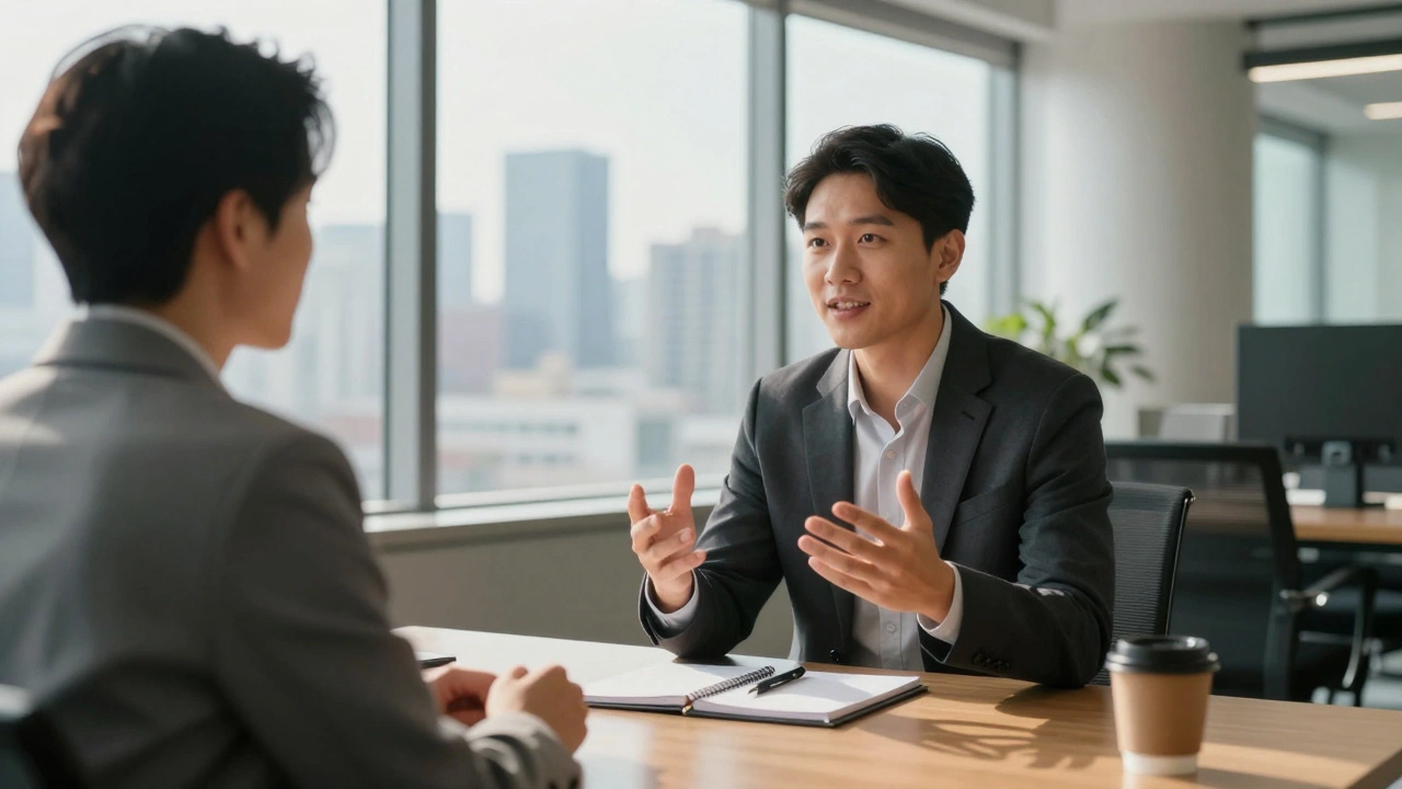 Professional interview scene in a modern office