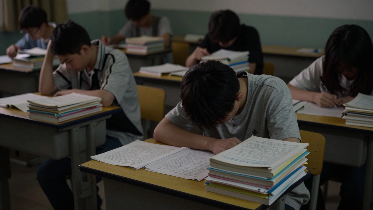 Lonely student studying for China's Gaokao exam