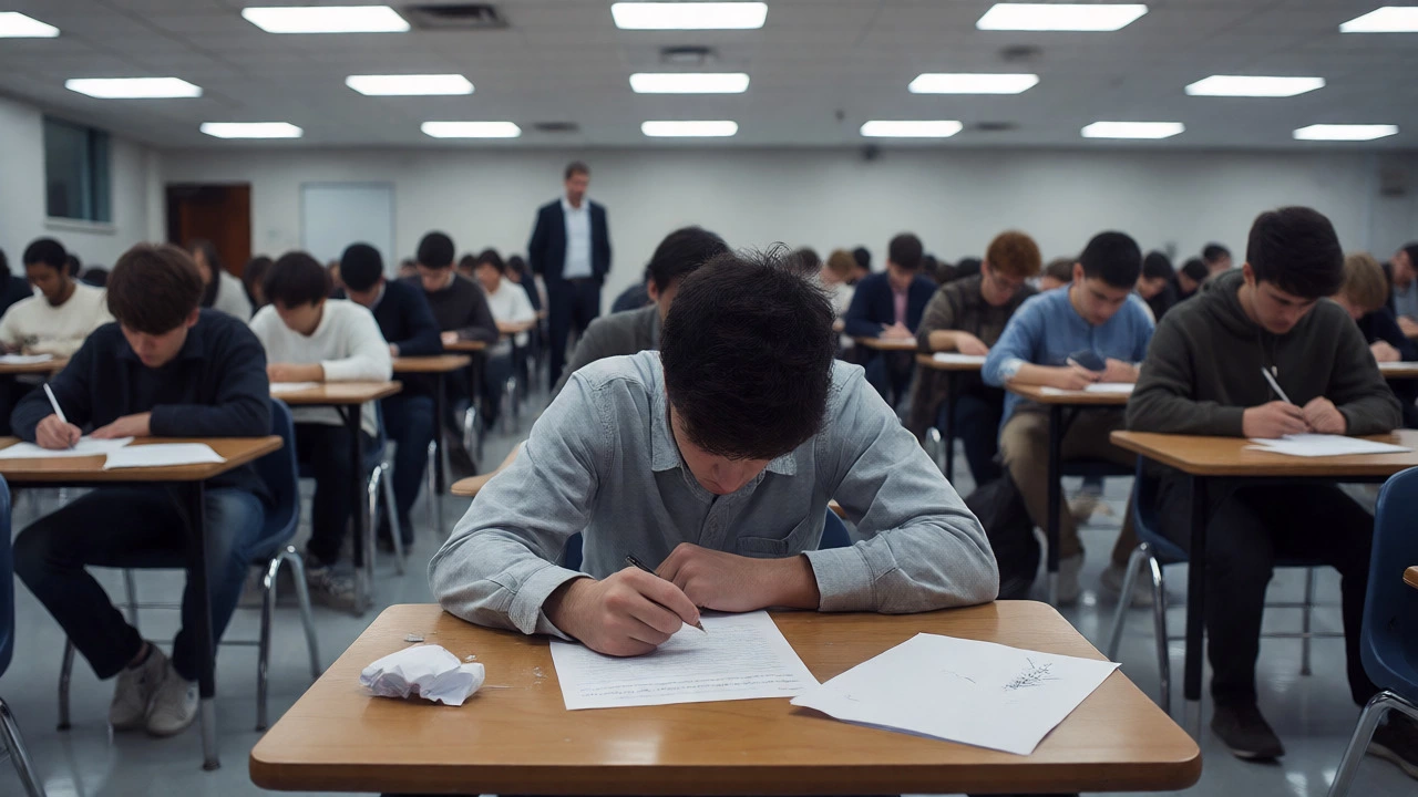 Students taking the difficult Putnam exam